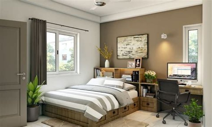 Bed in corner of room