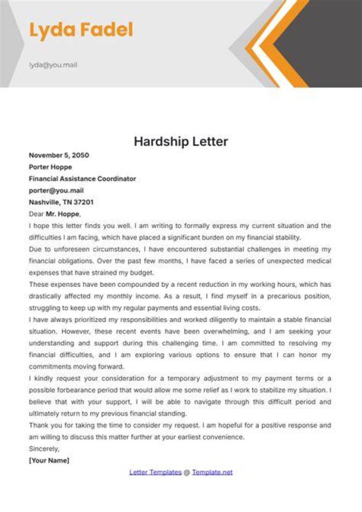 Hardship letter - How To Discuss