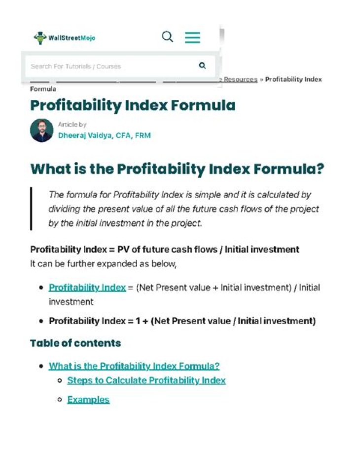 Profitability index - How To Discuss